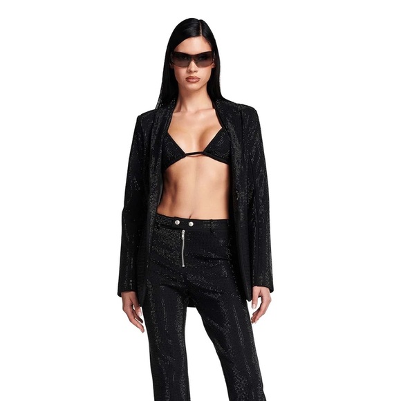 I AM GIA MARIAH DIAMANTE BLACK GLITTER BLAZER - Picture 2 of 8